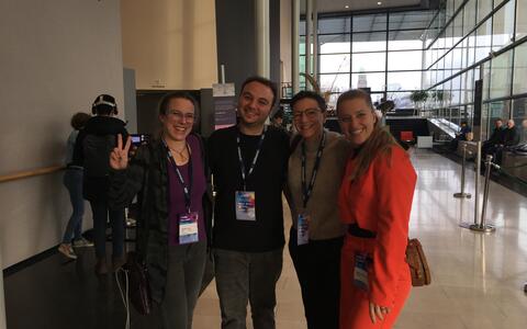 Christina XaosPrincess Kinne with Curch of VR Kuratorin Victorine van Alphen, Marius Kreolis Anger and Guillermo Guillefix Valle-Pérez and the VRDAYS Team