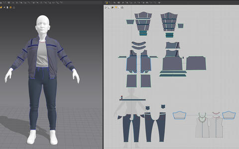 Mit einem Computerprogramm wird Kleidung für eine digitale Person erstellt