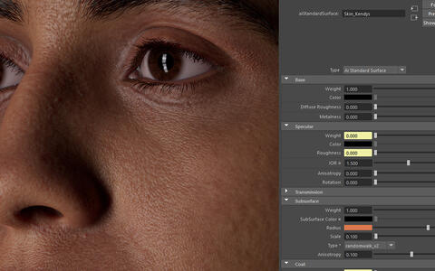 Ein Gesicht und daneben die Benutzeroberfläche eines Bearbeitungsprogramms