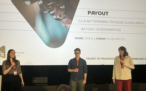 Julia Bettermann, Tim Dude und Olivia Unruh bei dem »Talent in Progress: ifs Series Showcase«