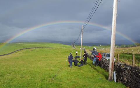 Crew beim Filmdreh in der Natur