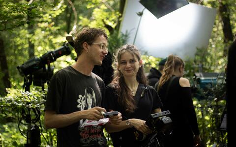 Setfoto»Die letzte Mine« ifs filmschule köln Dreharbeiten im Wald